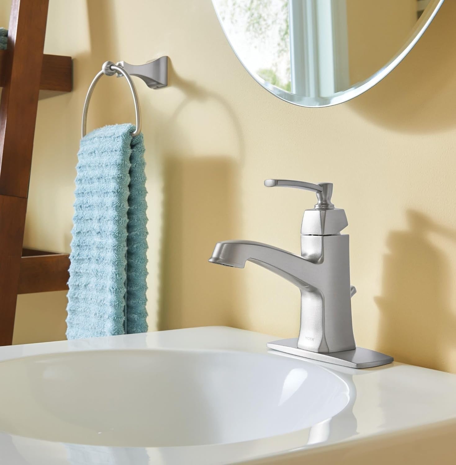 MOEN WS84923SRN Conway Single Hole Bathroom Faucet in Spot Resist Brushed Nickel