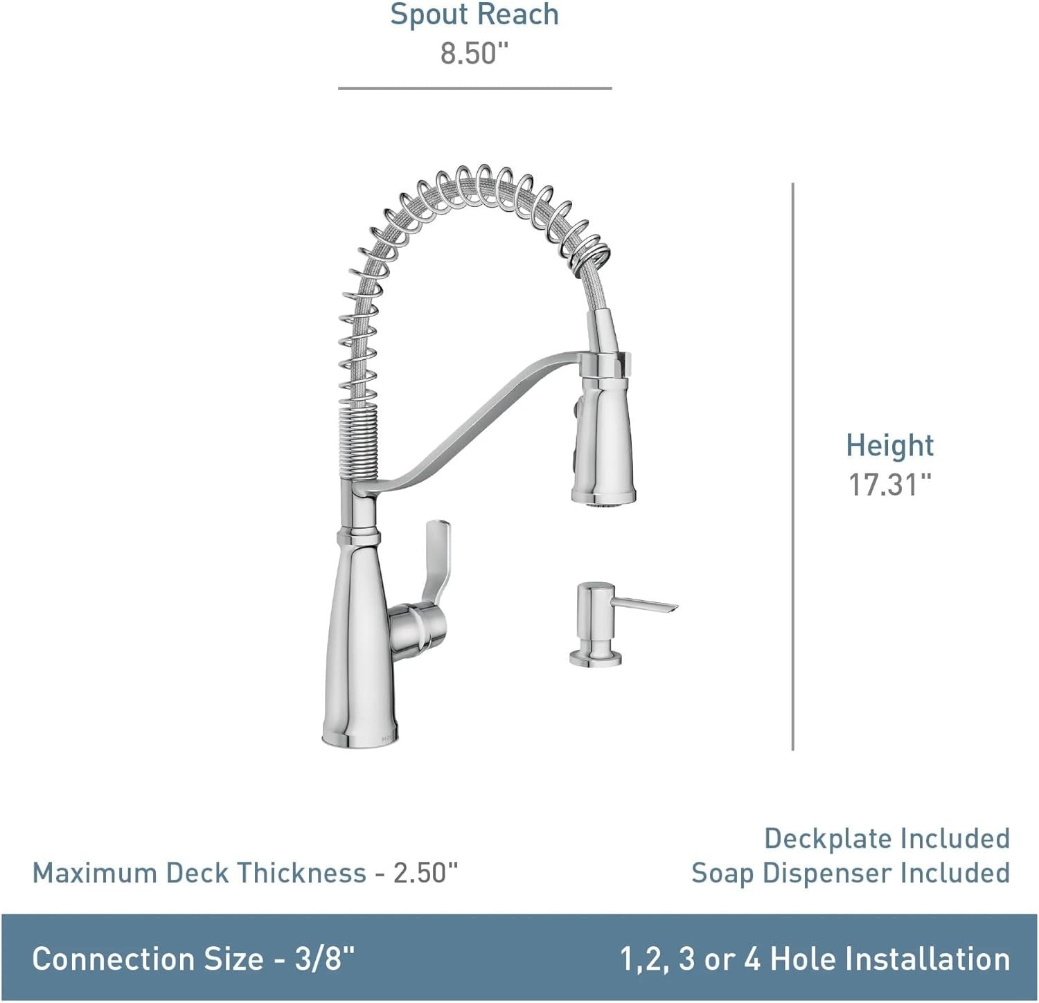 Moen 87886 Nolia One-Handle Pre-Rinse Kitchen Faucet | Silver Spring - Chrome