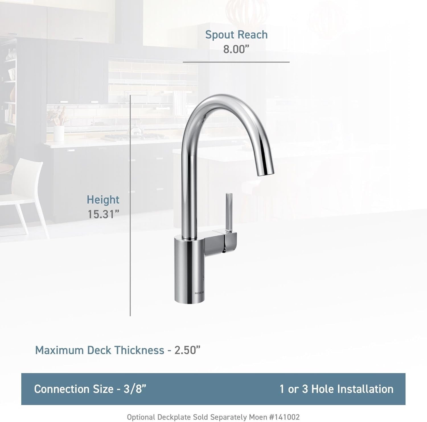 MOEN 7365SRS Align 1-Handle High Arc Kitchen Faucet - Spot Resist Stainless