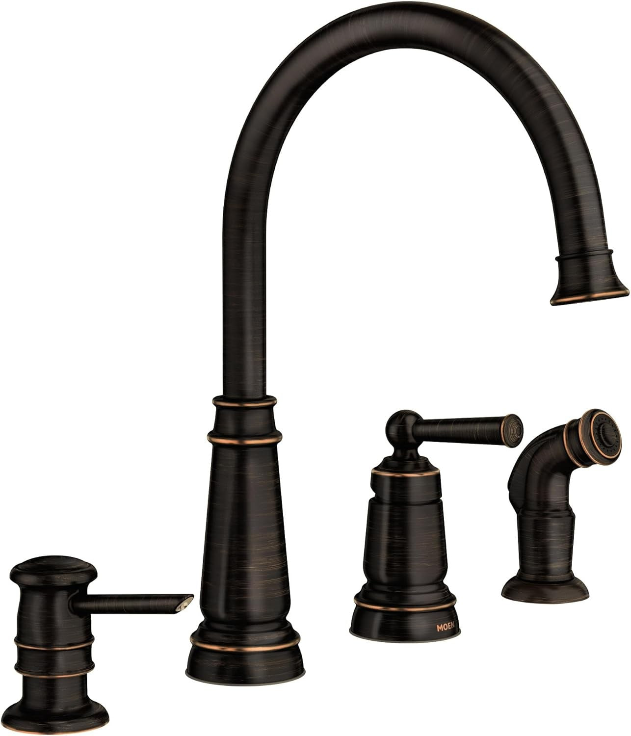 Moen 87042BRB Edison Kitchen Faucet With Sprayer & Soap - Mediterranean Bronze