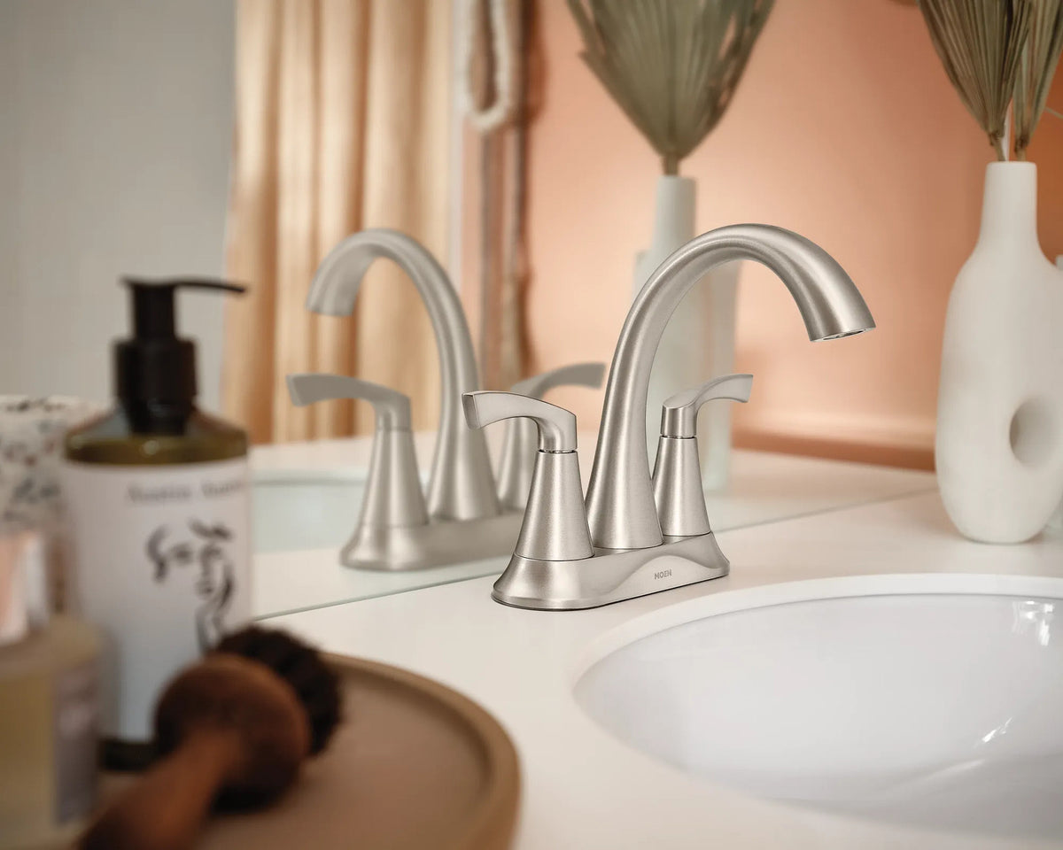 MOEN Korek 84467SRN 4" 2-Handle Bathroom Faucet - Spot Resist Brushed Nickel