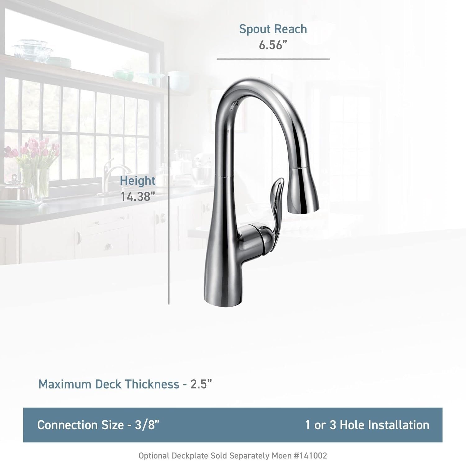 Moen 5995SRS Arbor Spot Resist Stainless 1-Handle High Arc Pulldown Bar Faucet