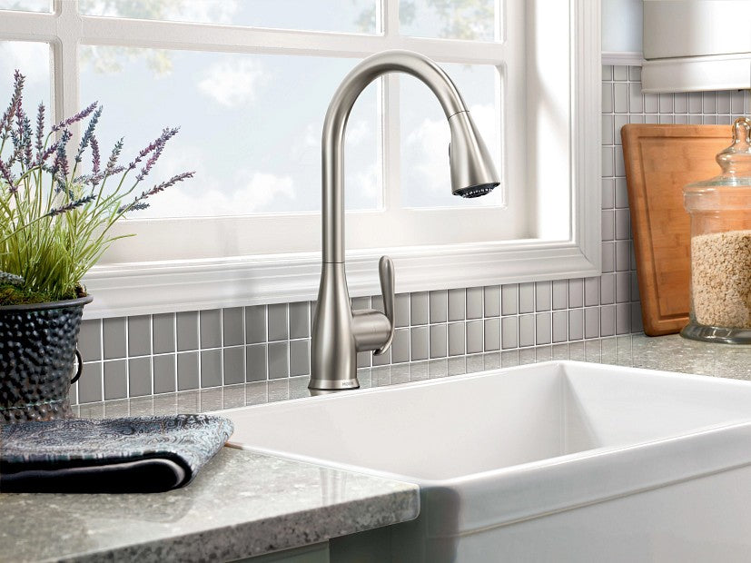 Moen 87879SRS Haysfield Spot Resist Stainless 1 Handle Pulldown Kitchen Faucet