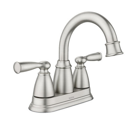 Moen 84943SRN Spot Resist Brushed Nickel Centerset Double Handle Bathroom Faucet