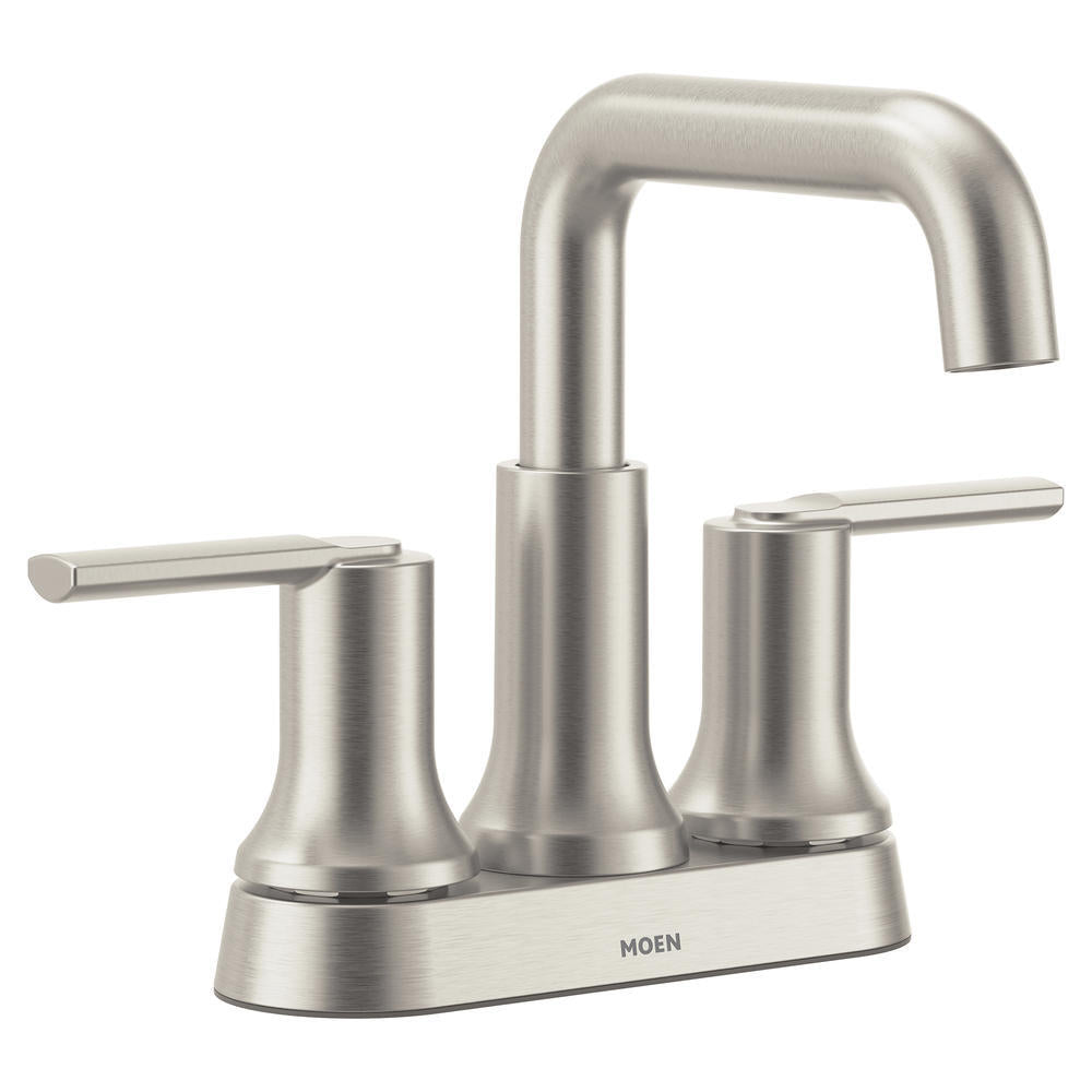 Moen Zyla 84141SRN 2 Handle High Arc Bathroom Faucet Spot Resist Brushed Nickel