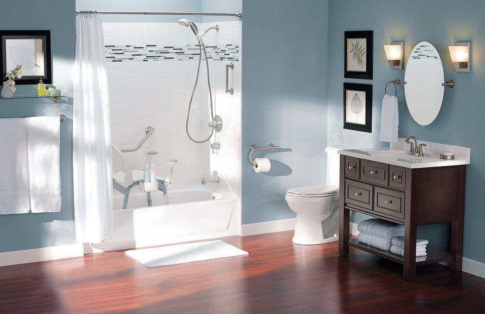Moen LR2352DBN Bathroom 8" Grab Bar & Toilet Paper Holder - Brushed Nickel