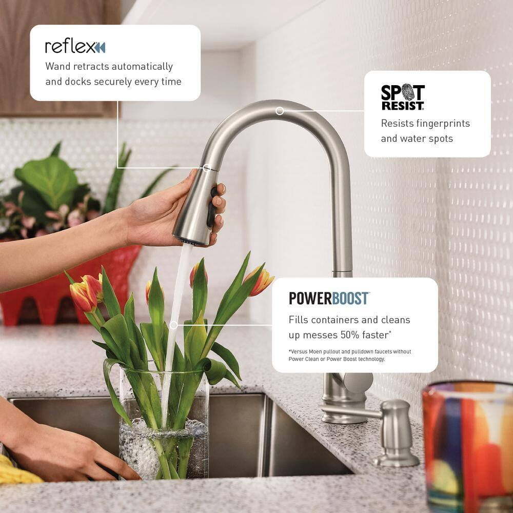 MOEN Gilden 1-Handle Pull-Down Sprayer Kitchen Faucet Stainless Finish 87679SRS