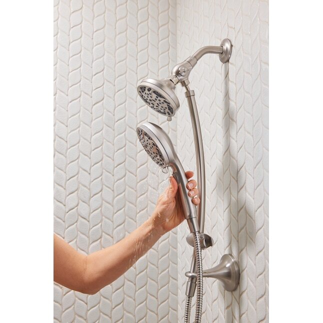 Moen 26035SRN Renewal 5-Function Round Dual Shower W/ Hand Held Brushed Nickel
