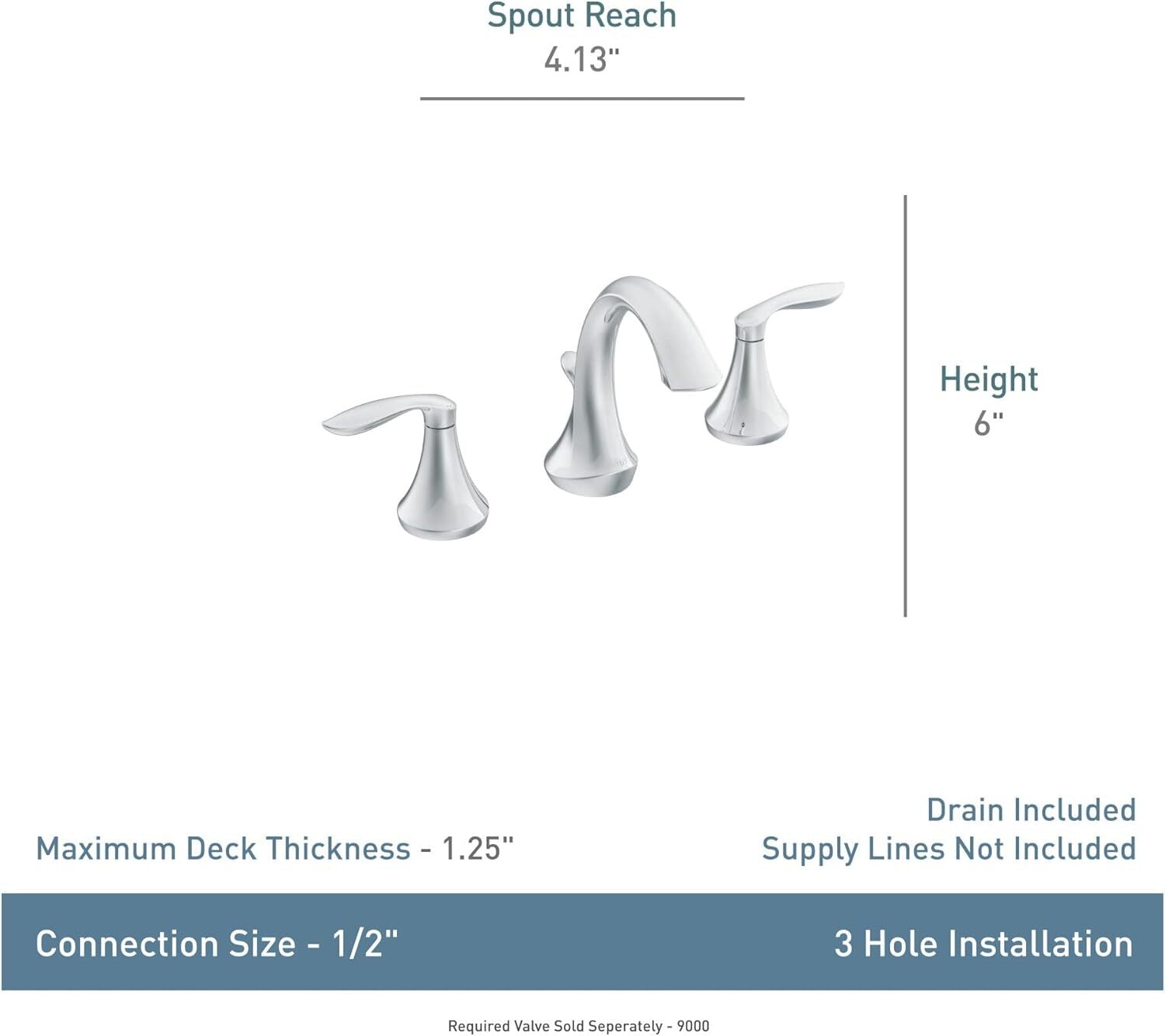 Moen T6420 Eva Two-Handle High-Arc 8-Inch Widespread Bathroom Faucet Chrome
