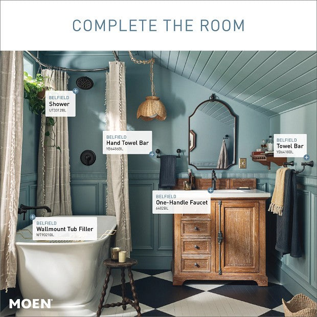 Moen YB6418BL Belfield 18-Inch Bathroom Towel Bar - Matte Black