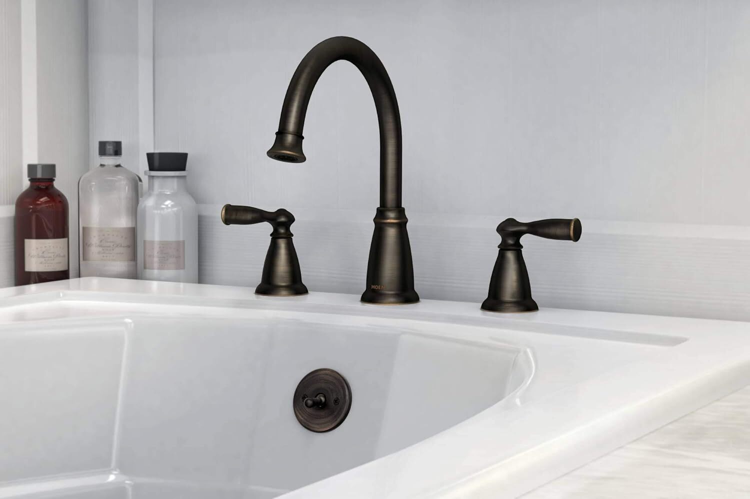 Moen 86924BRB High Arc Banbury Two Handle Roman Tub Faucet Mediterranean Bronze