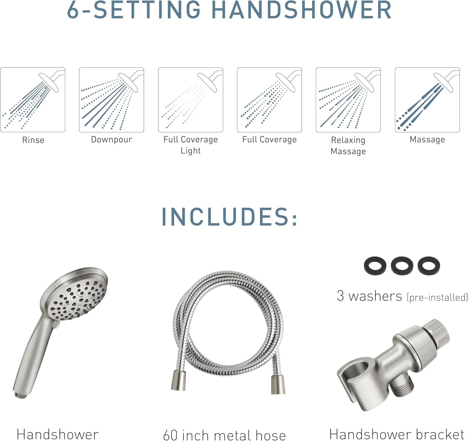Moen 218H0SRN 6-Mode Attune Hand Held Shower Head Spot Resist Brushed Nickel