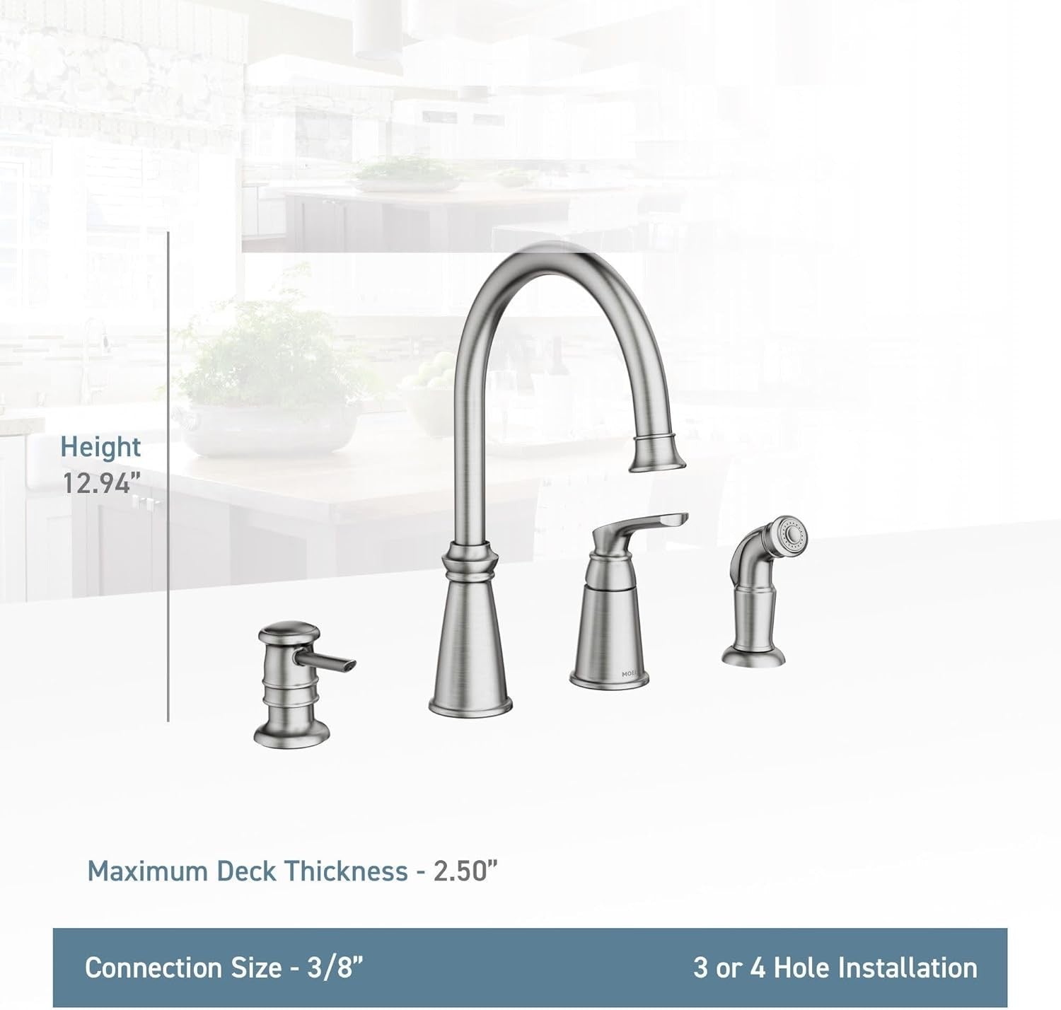 Moen 87044SRS Whitmore 1-Handle High Arc Kitchen Faucet - Spot Resist Stainless