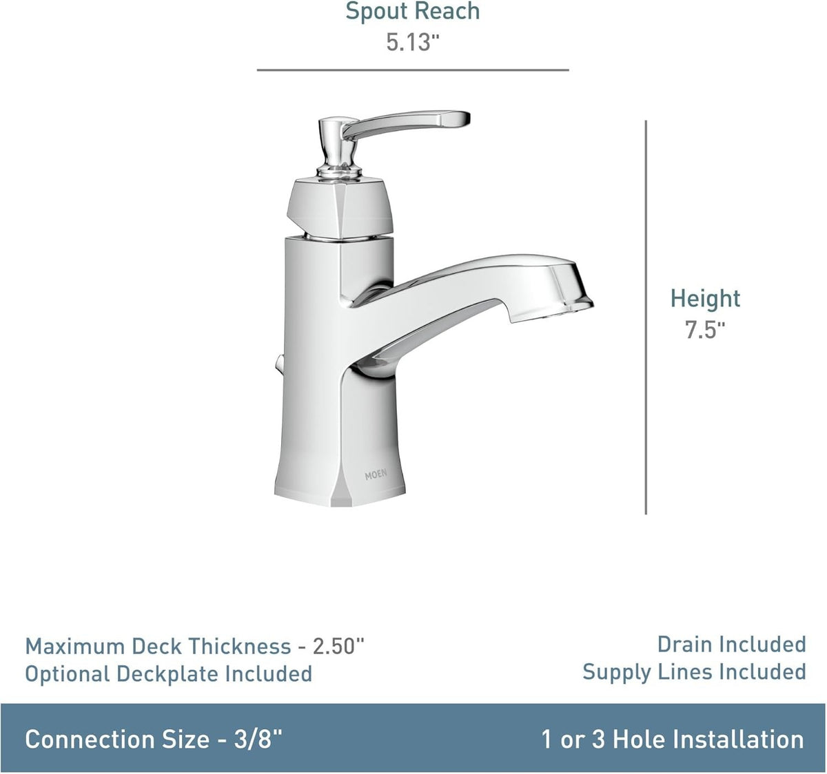 Moen WS84923SRN Conway 1-handle Bathroom Sink Faucet -Spot Resist Brushed Nickel