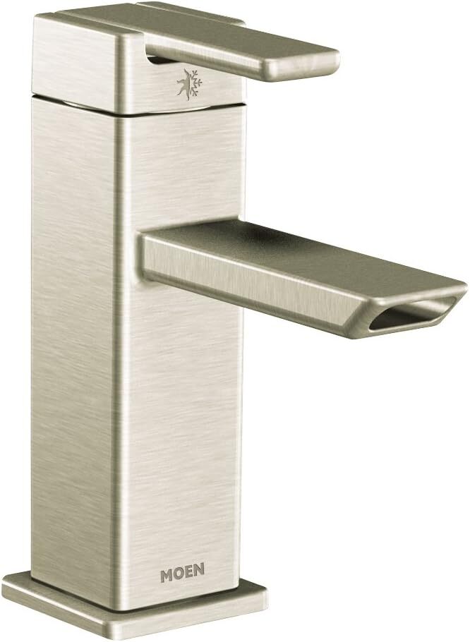 Moen S6701BN 90 Degree Single Handle Modern Bathroom Sink Faucet Brushed Nickel