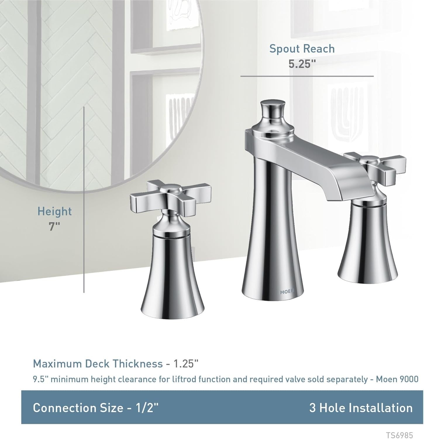 Moen TS6985BG Flara 8 in. Widespread Bathroom Faucet Trim Kit - Brushed Gold