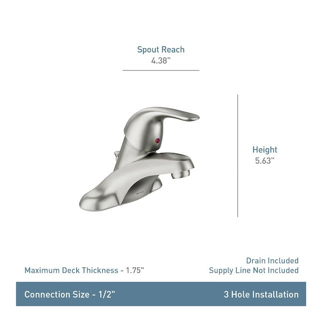 Moen Adler 1-Handle 4 In Centerset Low Arc Bathroom Faucet - Chrome WS84503