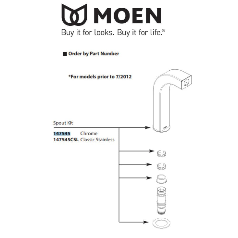 Moen 147545 90 Degree Spout Kit - Chrome