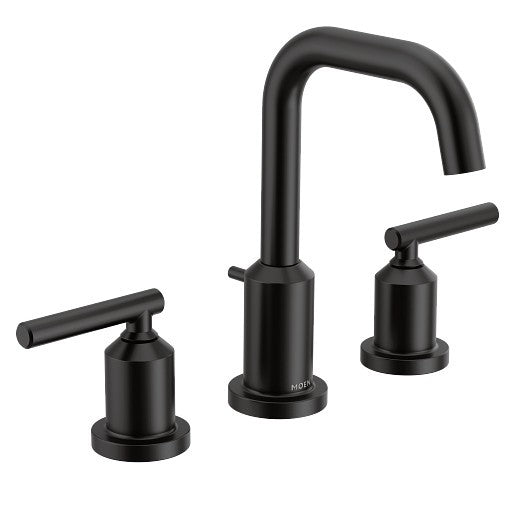 Moen Gibson Matte Black High Arc Widespread Bathroom Sink Faucet TV6142BL