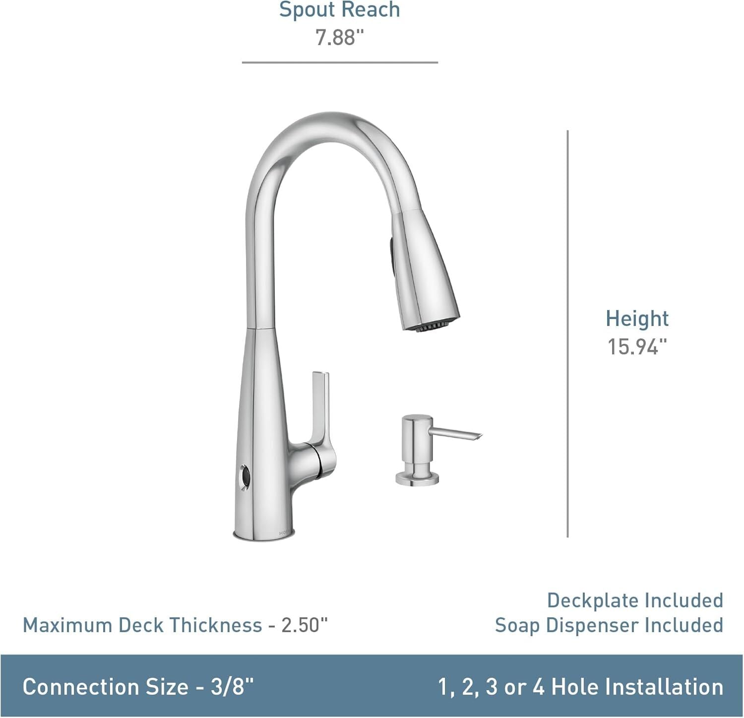Moen 87627EWSRS Haelyn MotionSense Pull-Down Kitchen Faucet - Stainless Steel