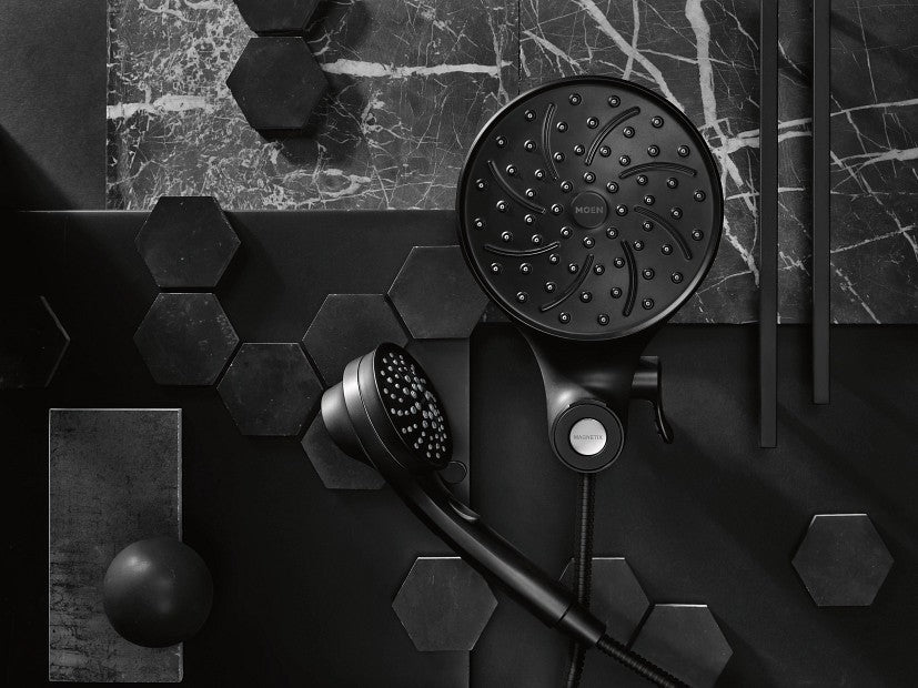 MOEN 26008BL Attract Magnetix 6-Spray 7" Dual Rainshower Combo - Matte Black