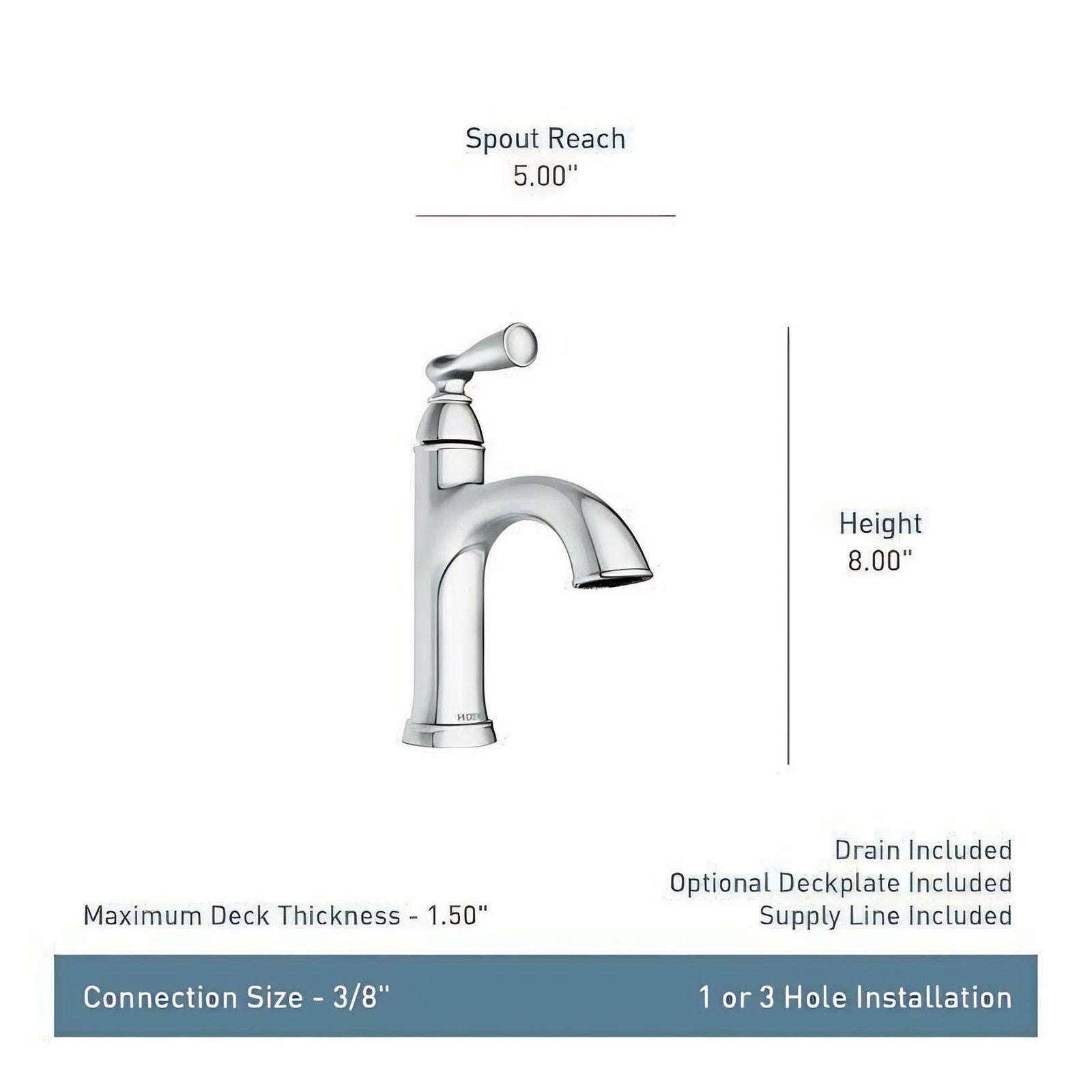 Moen 84945SRN Banbury 1-Hole 4" Centerset Bathroom Faucet - Brushed Nickel