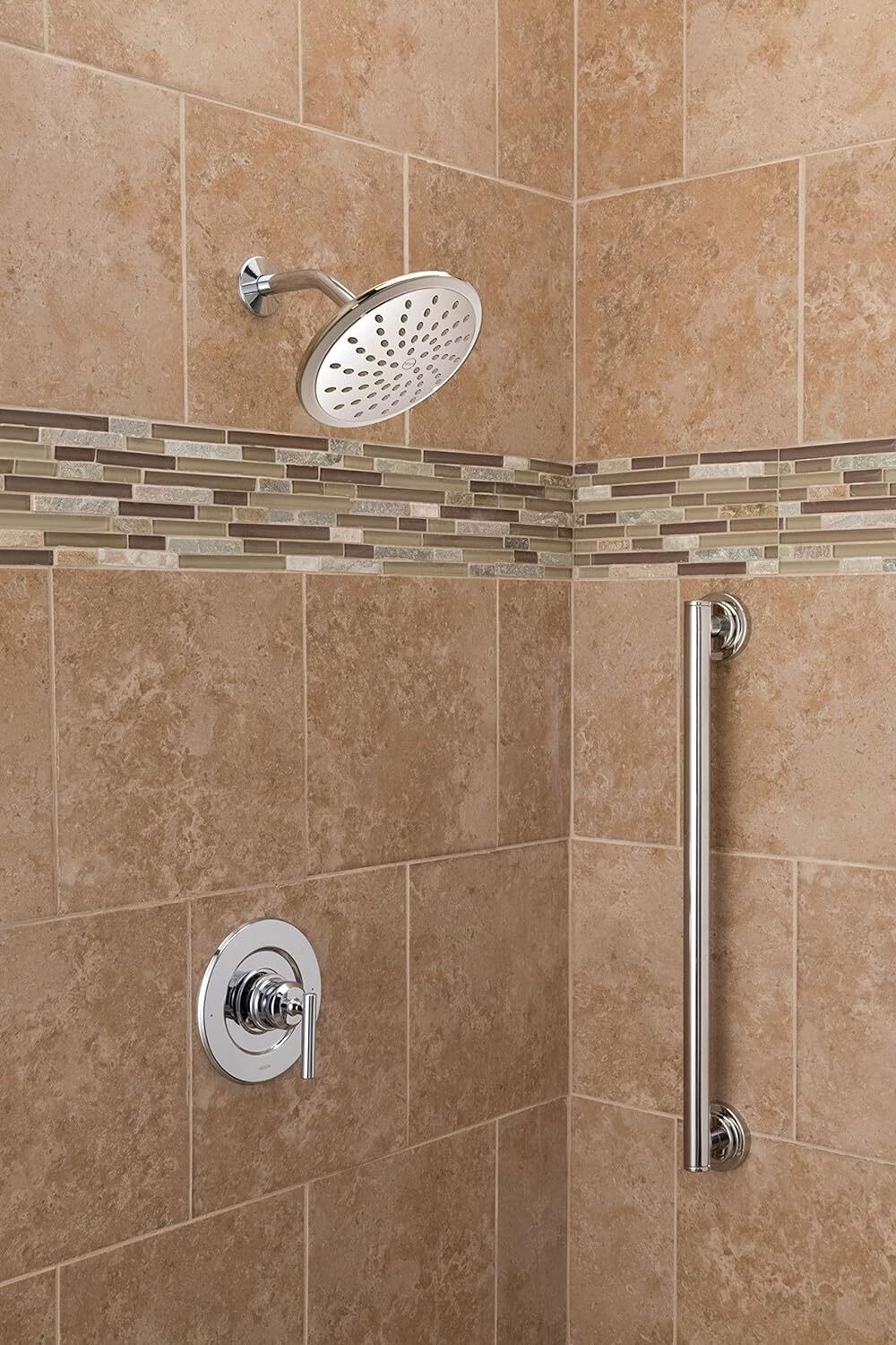 Moen Chrome Bathroom 8-Inch Wide Fixed Rainfall Showerhead, 6345