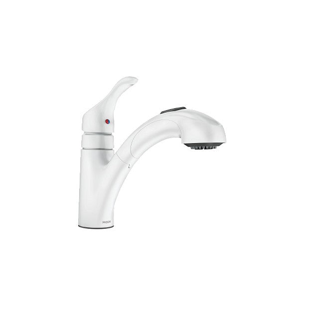 Moen CA87316W Renzo 1-Handle Low Arc Pullout Kitchen Faucet - Glacier White