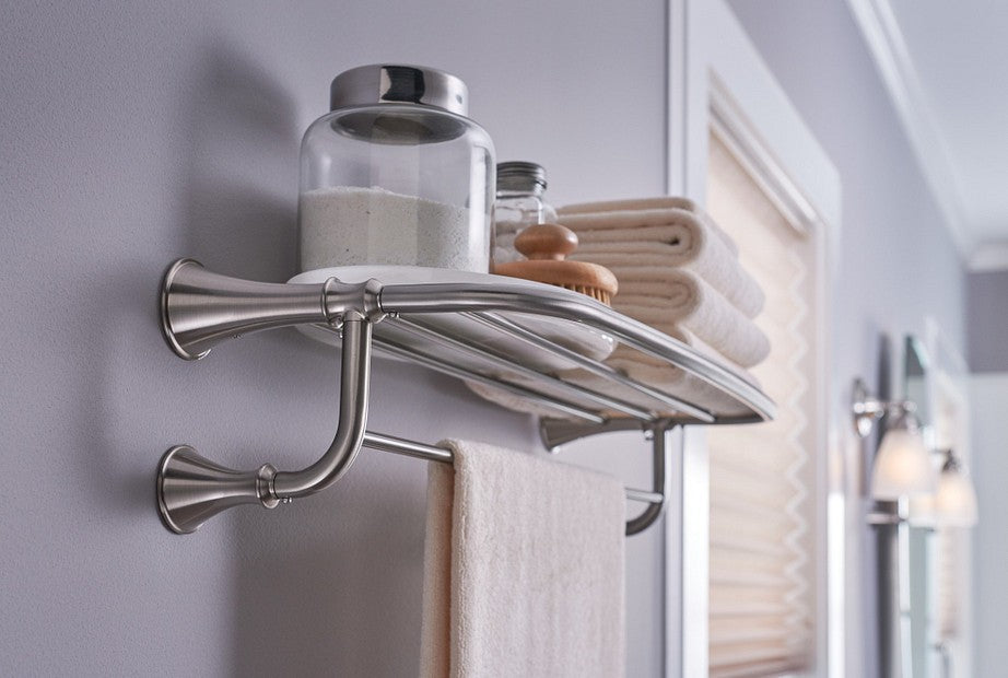 Moen BH5294BN 24" Hotel Towel Shelf Bathroom Rack - Brushed Nickel