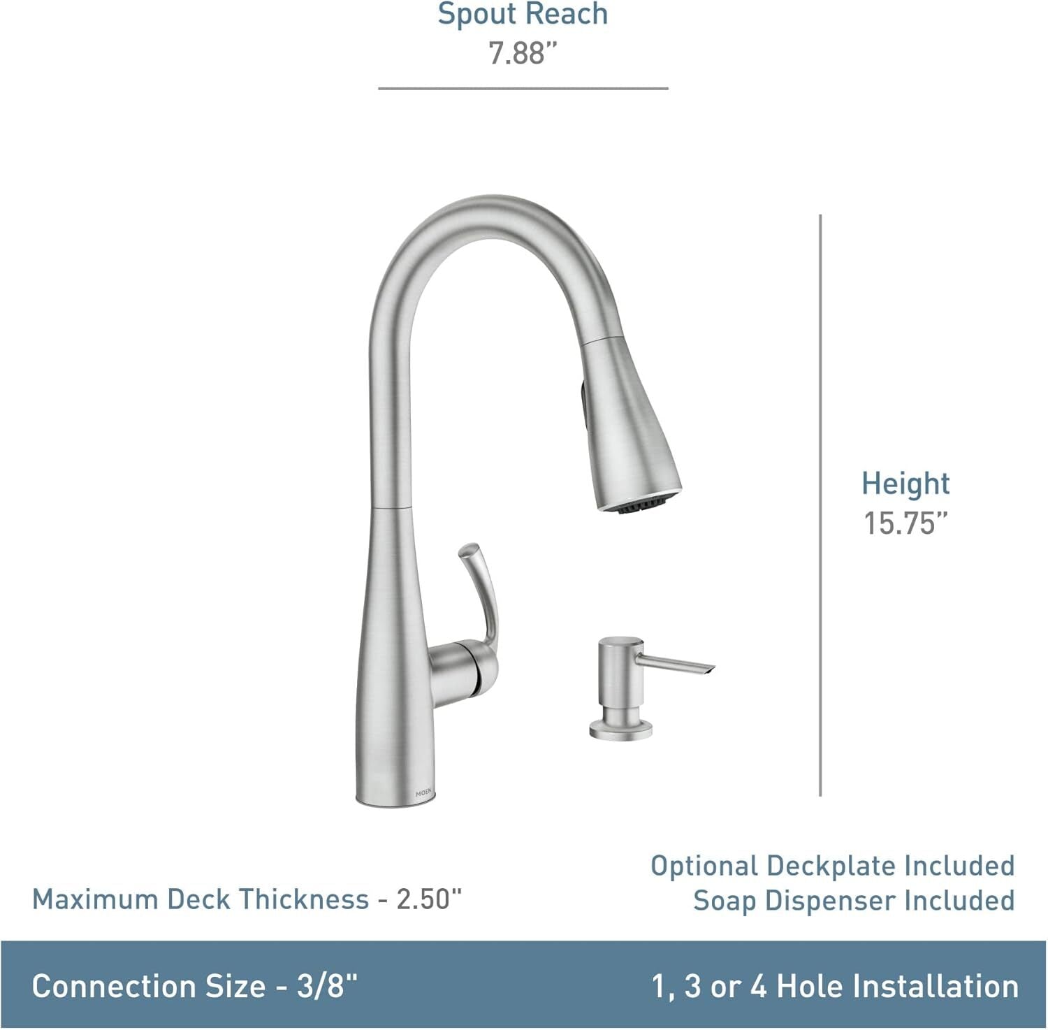 Moen Essie One-Handle Pulldown Kitchen Faucet Moen 87014 - Chrome Finish