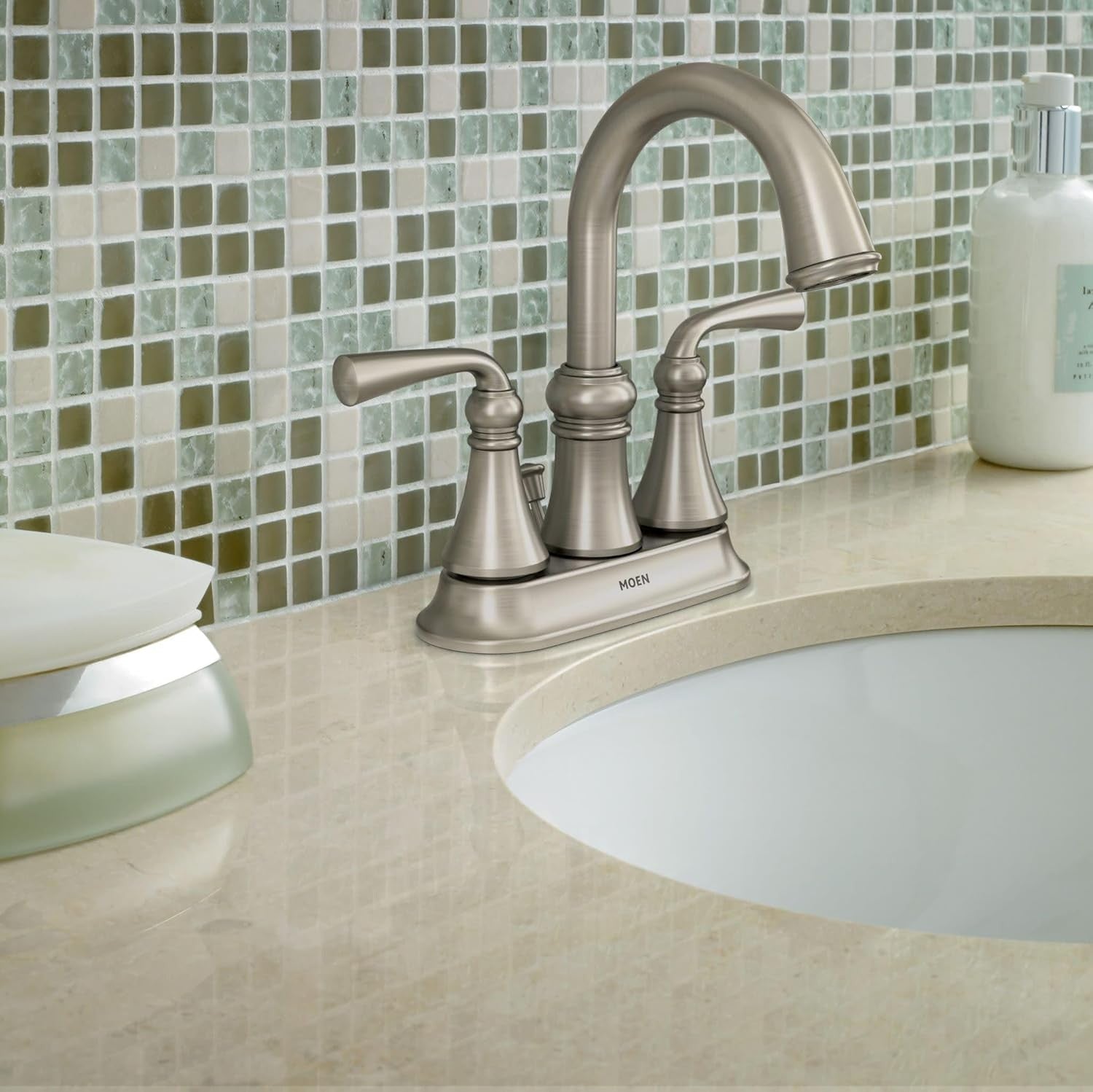 Moen Darcy Bathroom Faucet 4 in. Centerset Spot Resist Brushed Nickel WS84550SRN