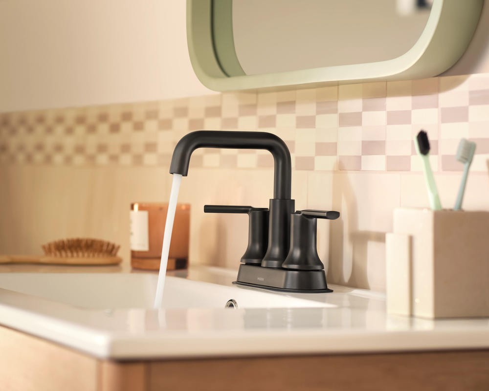 Moen 84141BL Zyla Two-Handle High Arc Bathroom Faucet Matte Black