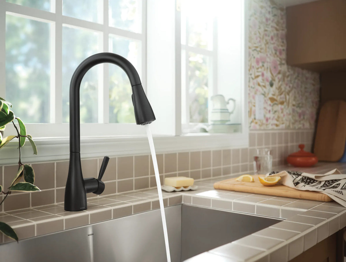 Moen 87260BL Doherty 1-Handle High Arc Pull-Down Kitchen Faucet - Matte Black
