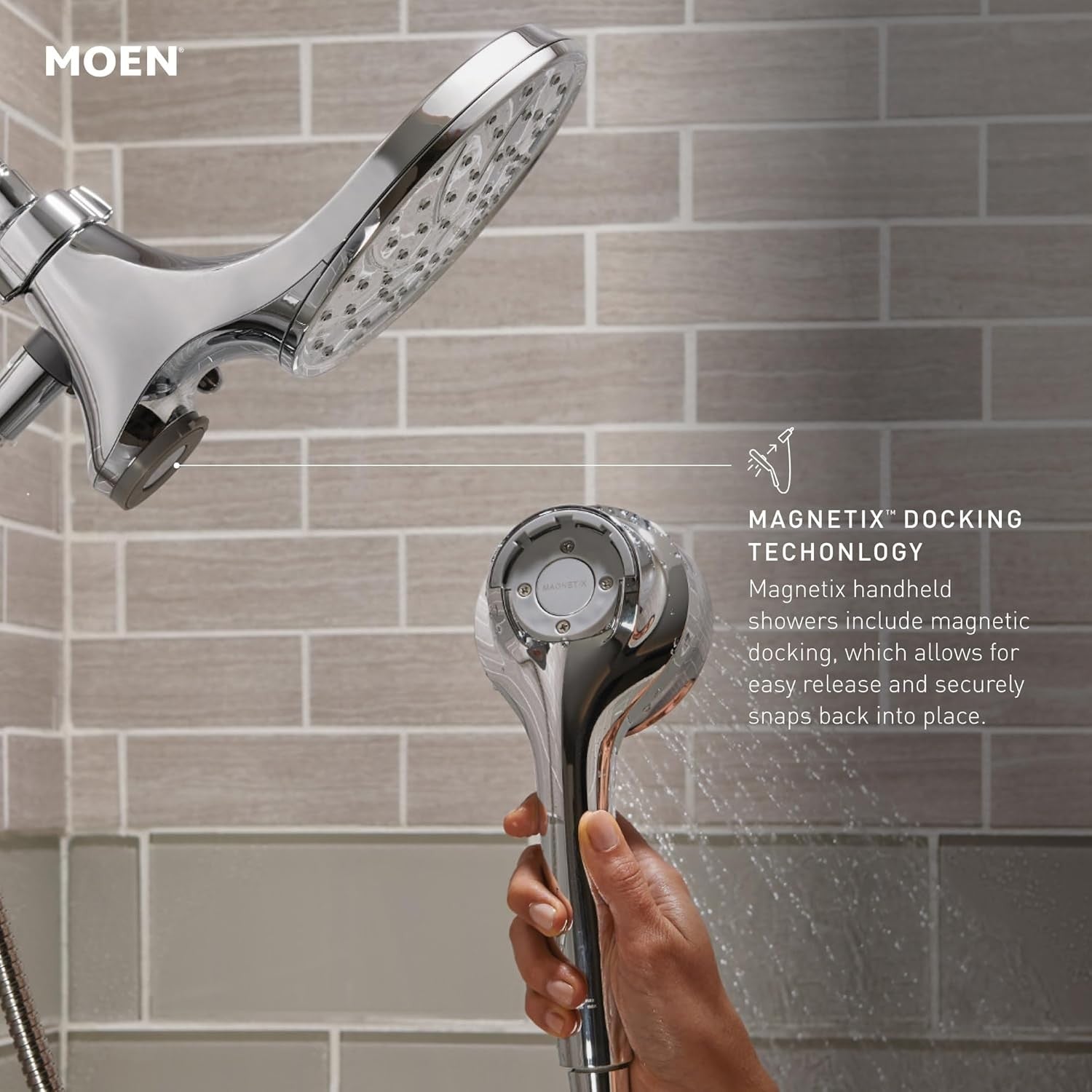 MOEN 220C3BL Verso 8-Spray Patterns w/1.75 GPM 7" Dual Hand Shower Matte Black