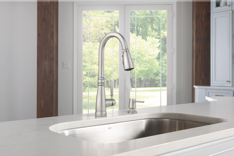 MOEN 87162SRS Boman Single Handle Pull-Down Kitchen Faucet - Brushed Nickel