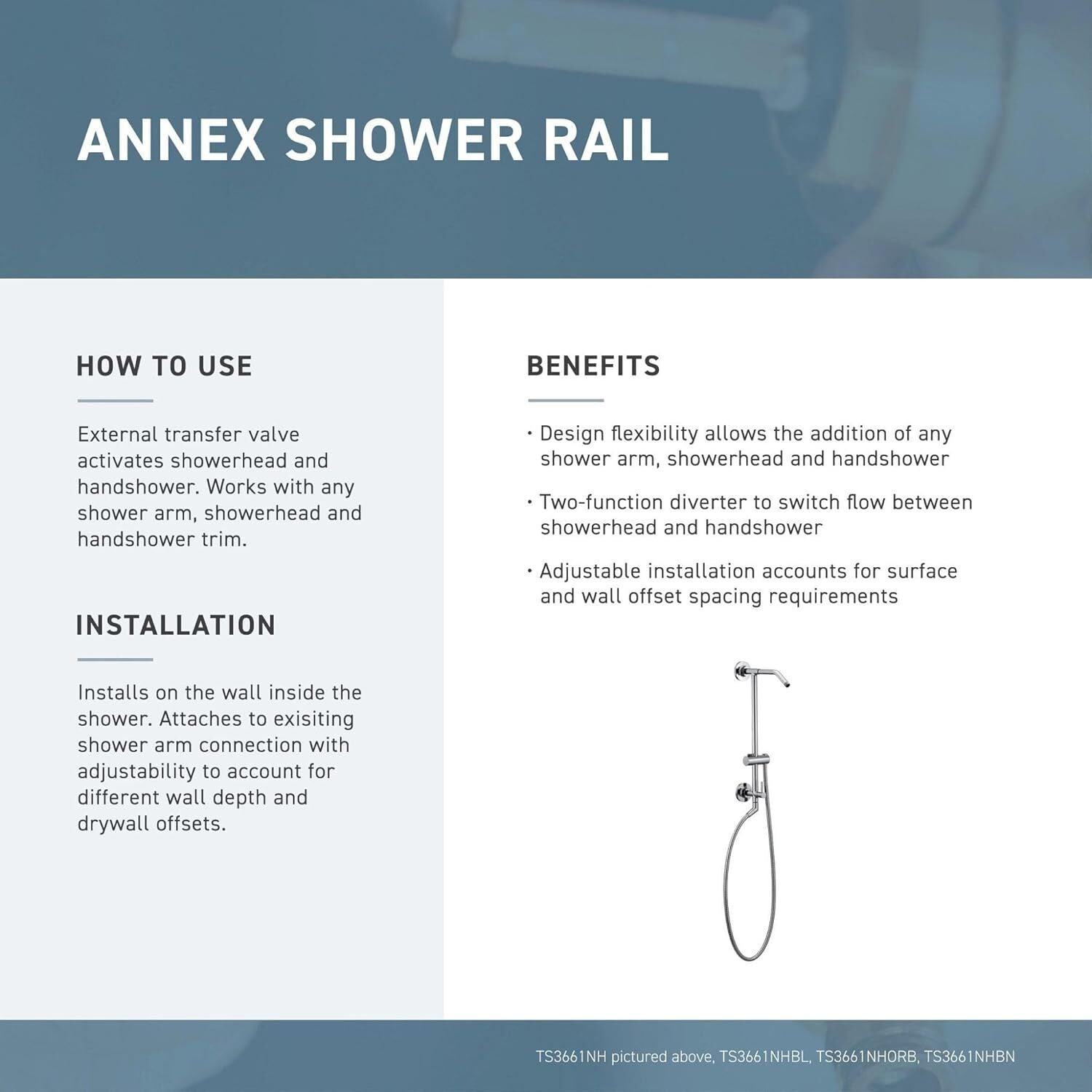 Moen TS3661NHBN Annex Brushed Nickel Shower Slidebar and Shower System Trim No V