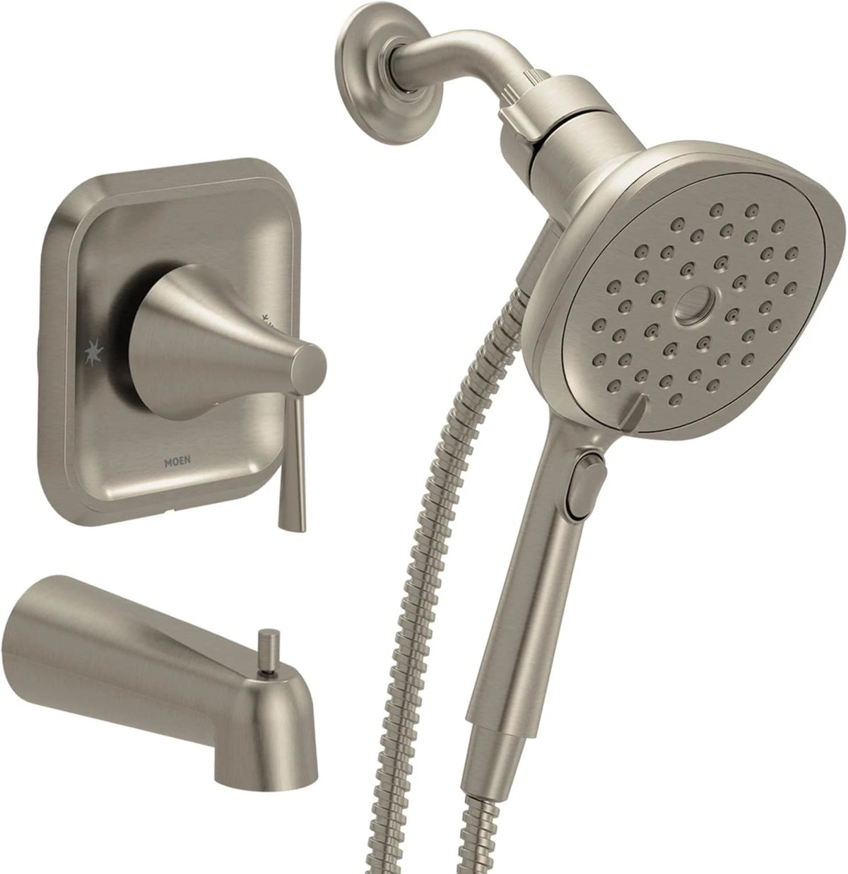 Moen Ronan 82022SRN Square Magnetix Tub & Shower - Spot Resist Brushed Nickel