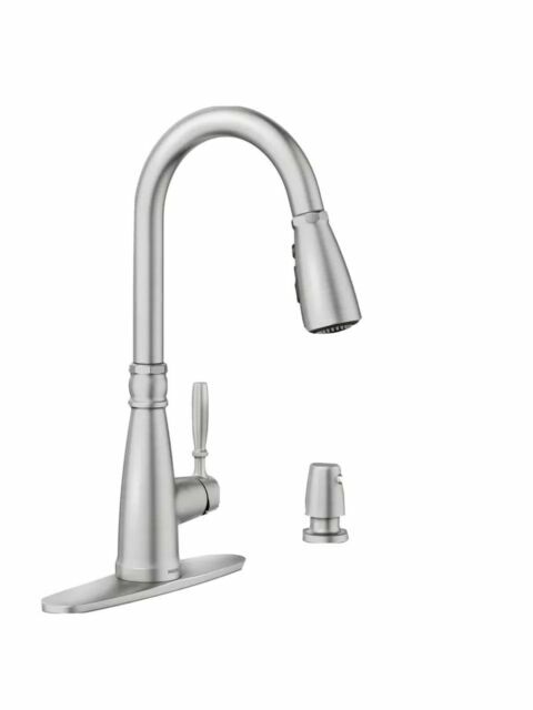 MOEN 87162SRS Boman Single Handle Pull-Down Kitchen Faucet - Brushed Nickel