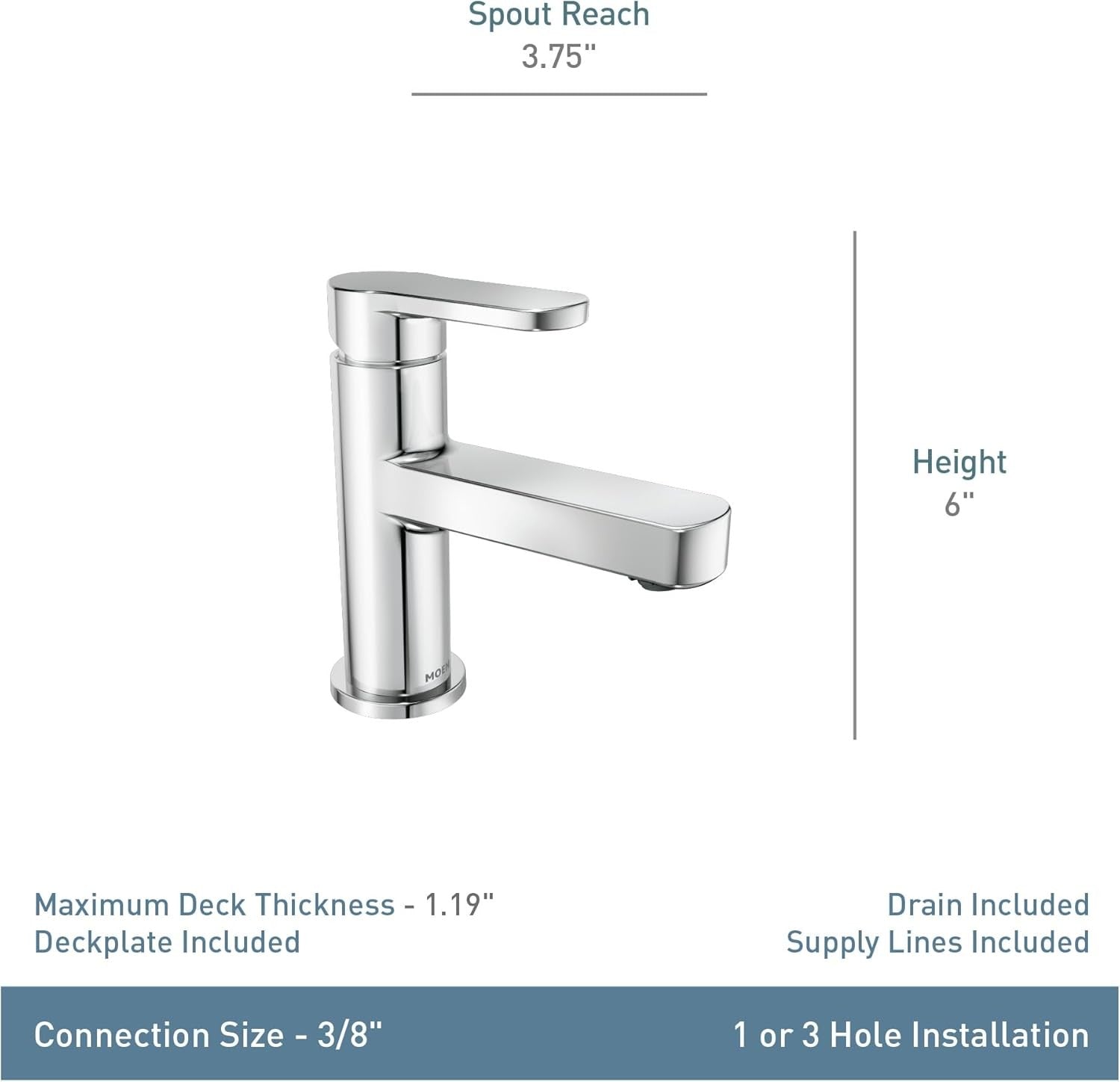 MOEN 84014 Laris 1-Handle 1-Hole Modern Bathroom Faucet - Chrome