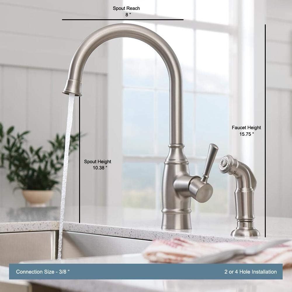 Moen Kitchen Faucet Single-Handle Side Sprayer Spot-Resistant Stainless 87506SRS
