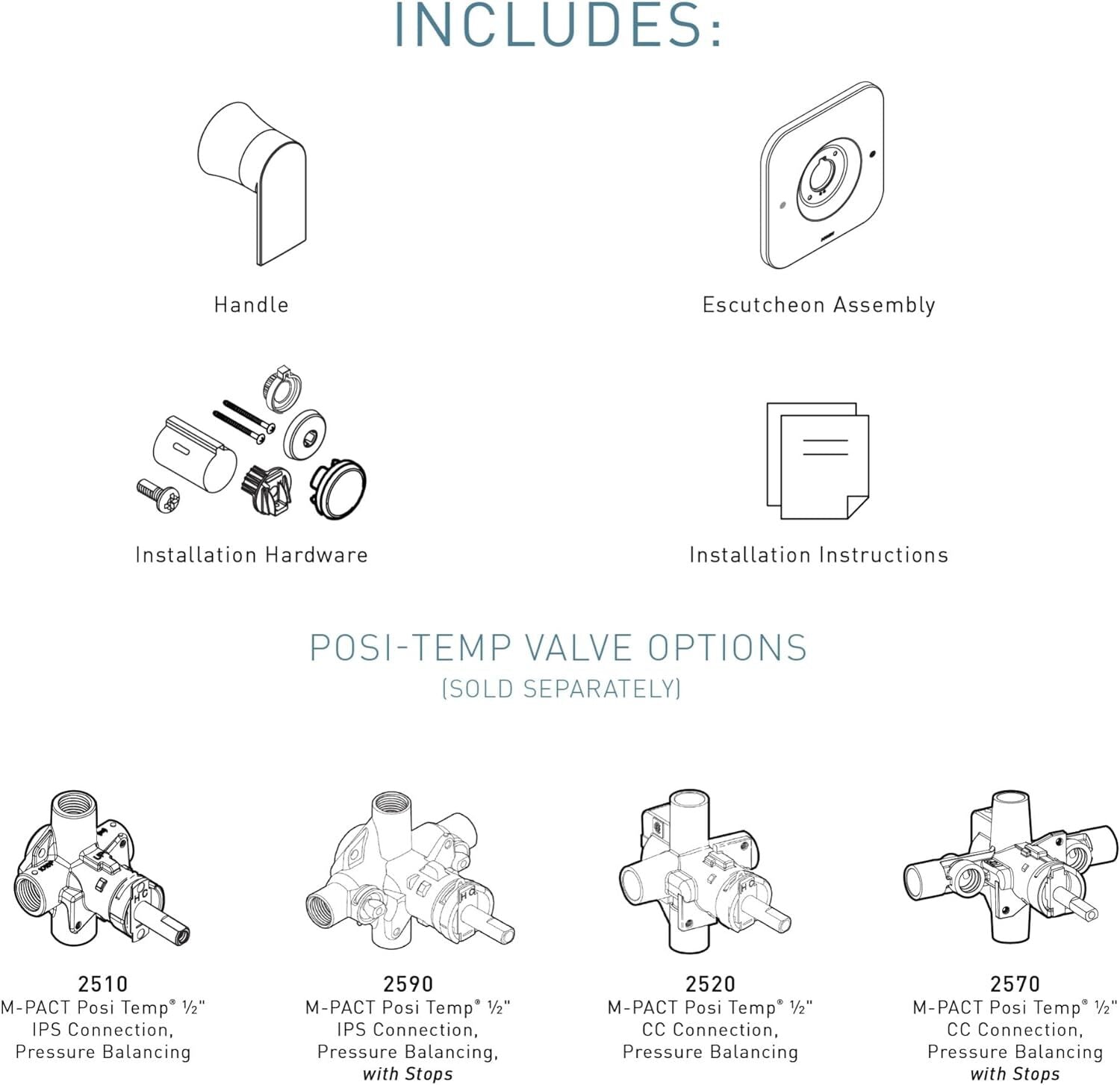 Moen T2471 Genta LX Chrome Posi-Temp Pressure-Balancing Modern Trim Valve Rqd