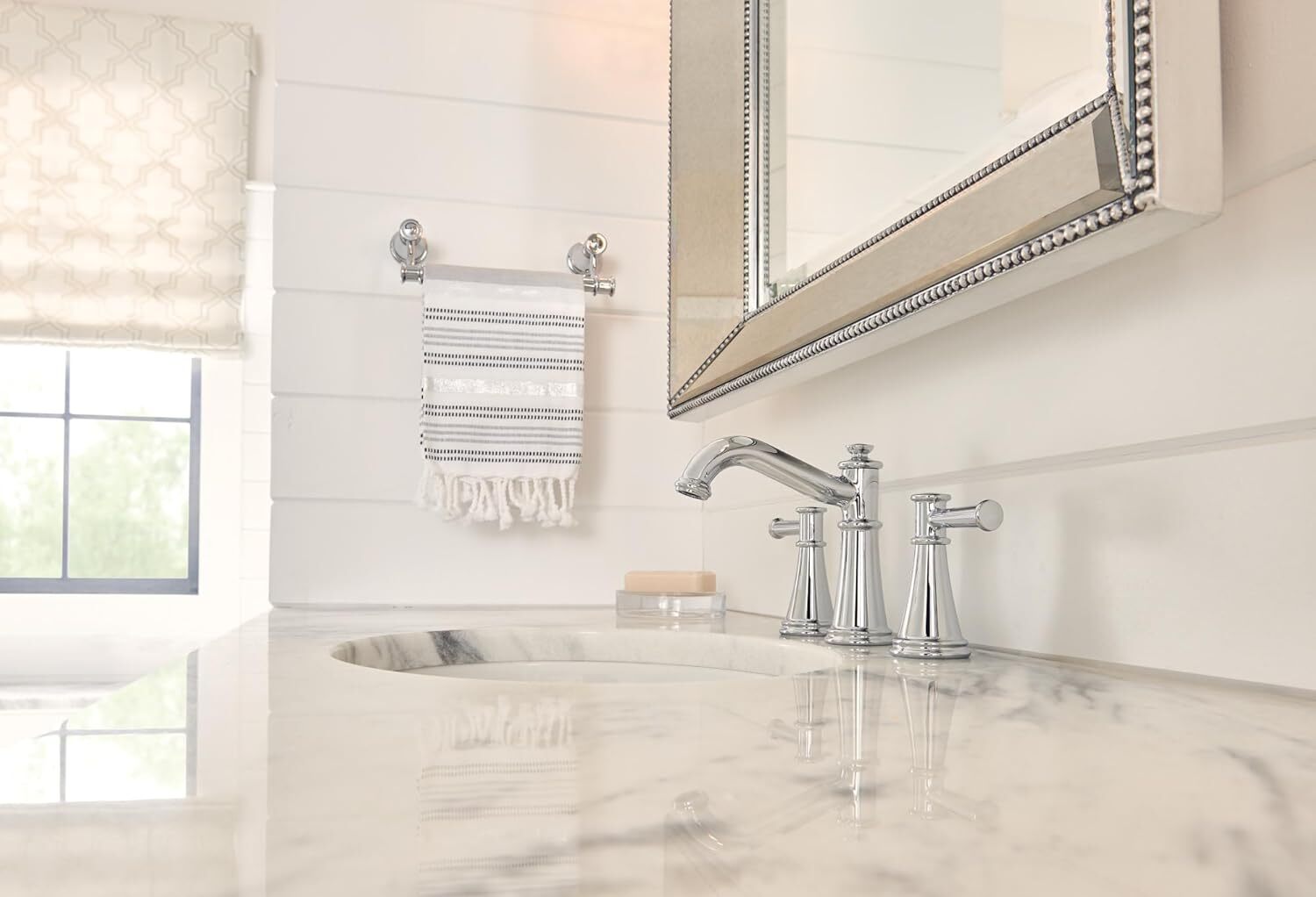 Moen T6405BN Brushed Nickel Belfield Two-Handle High Arc Bathroom Faucet