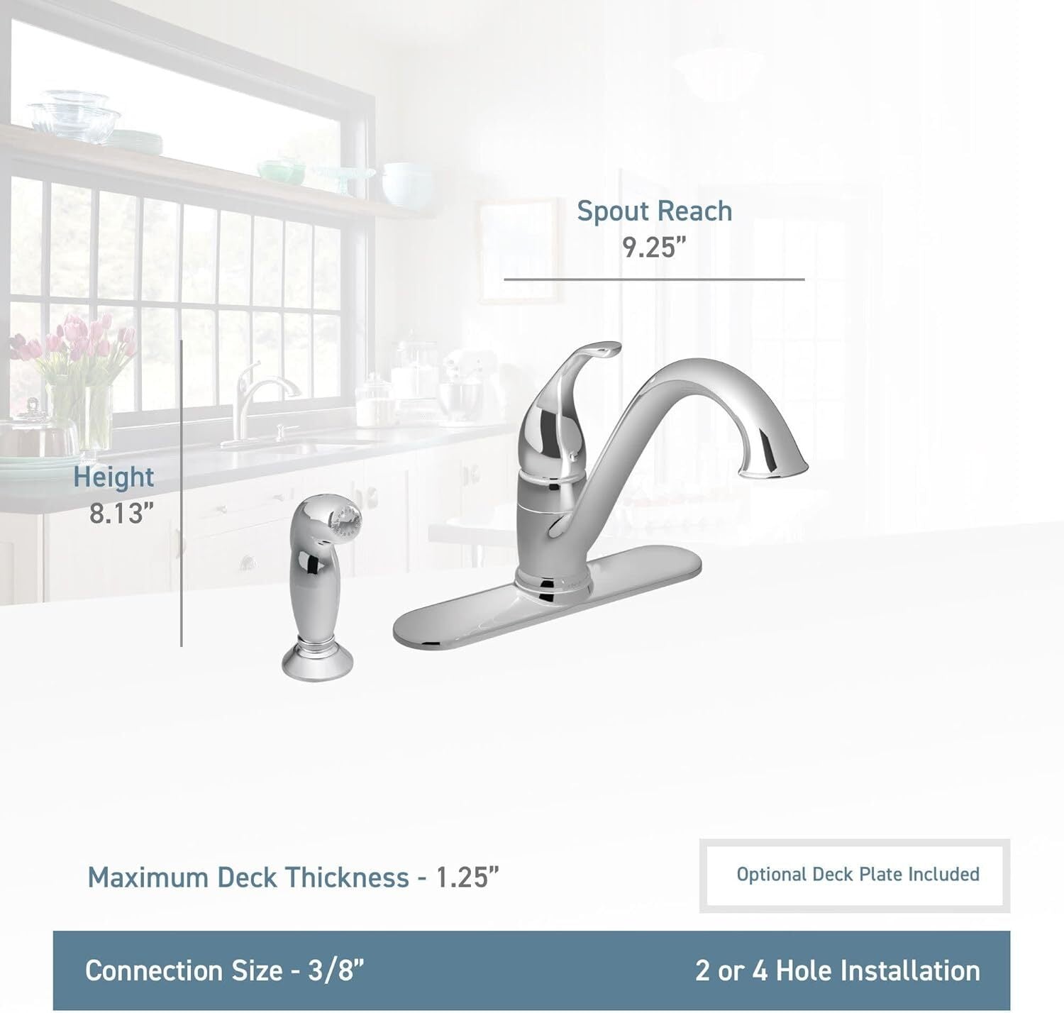 Moen 7840 Camerist One-Handle Low Arc Kitchen Faucet & Sprayer, Chrome