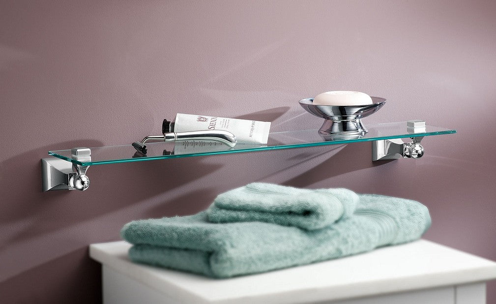 Moen DN8390CH Retreat Bathroom Wall-Mount Clear Vanity Glass Shelf - Chrome