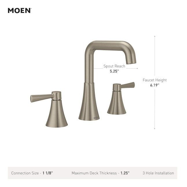 MOEN Ronan 84026 2-Handle 4" High Arc Modern Bathroom Sink Faucet - Chrome