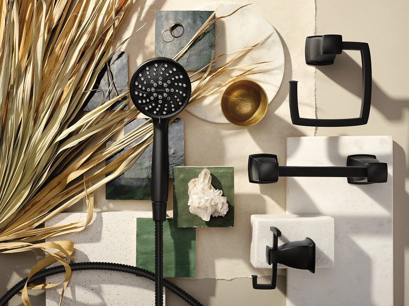 Moen 26000BL Attract Magnetix 6-Spray Shower Head Wall Mounted Set- Matte Black