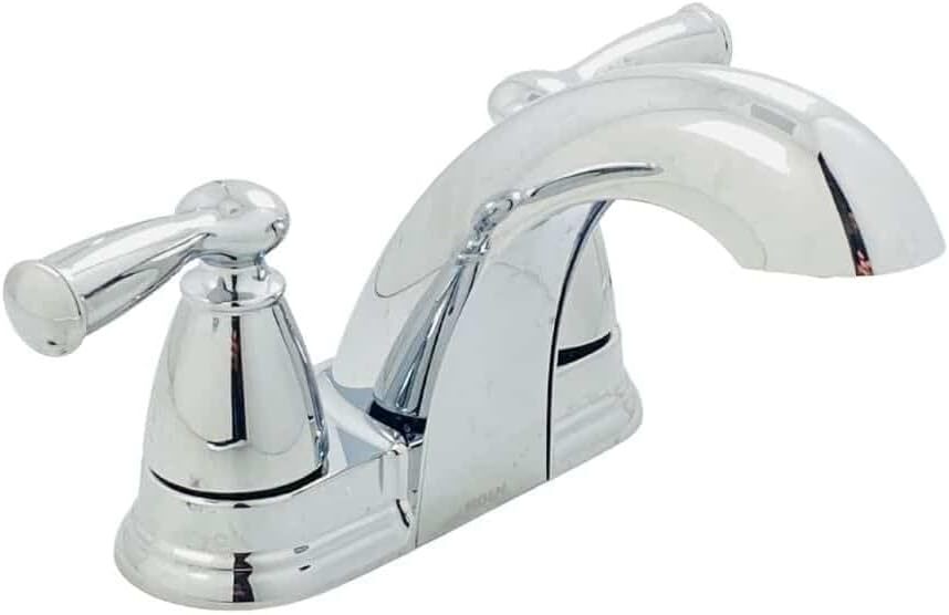 MOEN 84942 Banbury 4 in. Centerset 2-Handle Low-Arc Bathroom Faucet in Chrome
