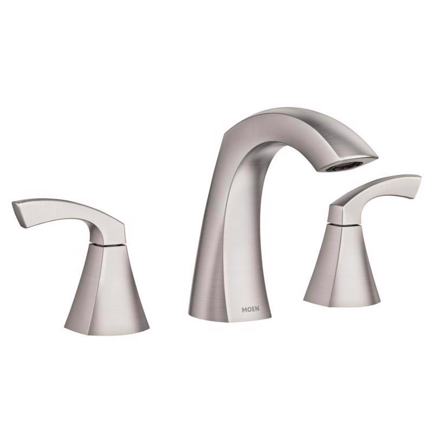 Moen 84504SRN Lindor 2 Handle High Arc Bathroom Faucet Spot Resist Nickel