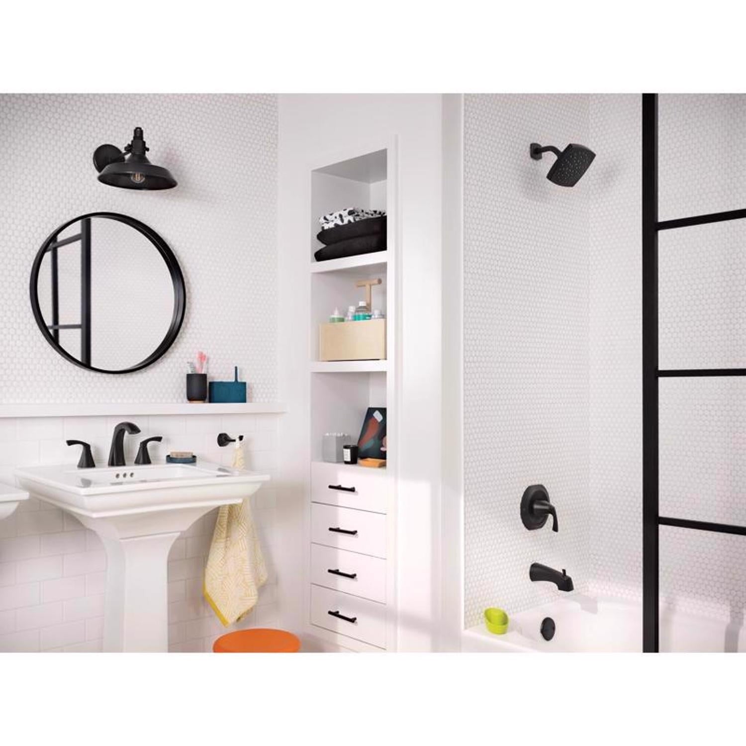 Moen 84504BL Matte Black Lindor 2-Handle High Arc Widespread Bathroom Faucet