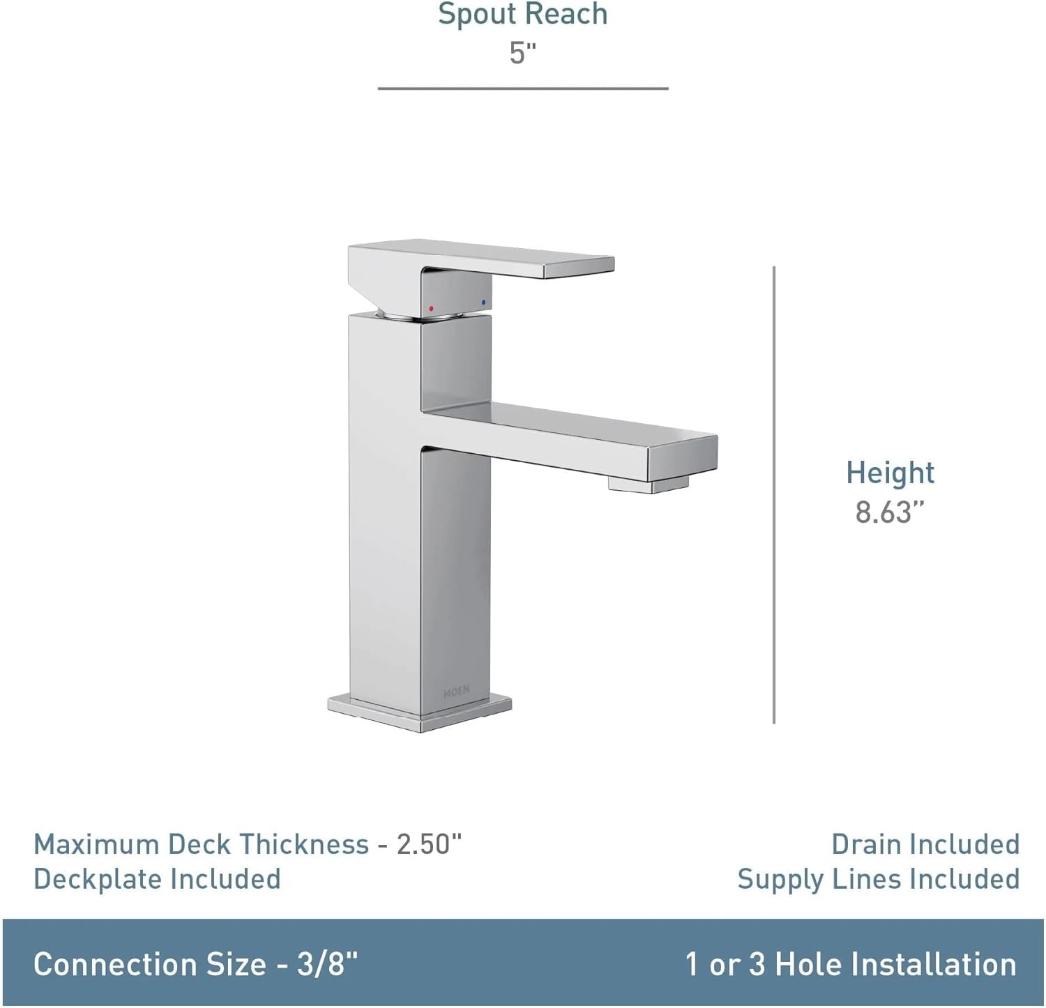 MOEN 84771BL Revyl Single Hole Single Handle Bathroom Faucet in Matte Black
